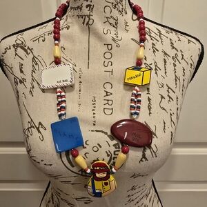 Colorful Beaded Necklace with Mailbox Charms NWT